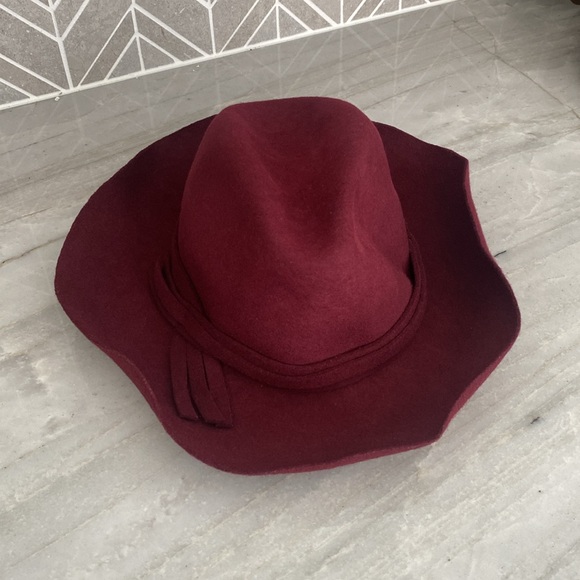 Nordstrom Wool Felt Fedora Maroon Hat - Picture 4 of 10